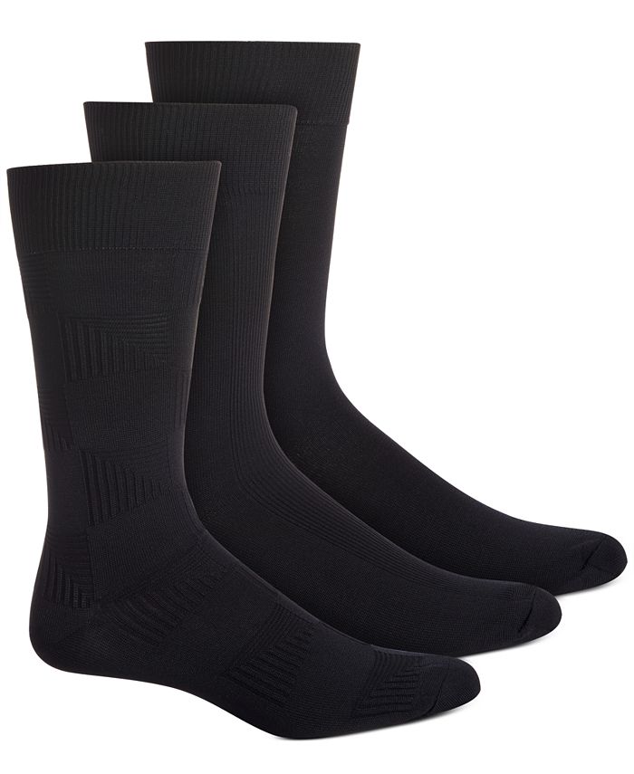 Meias de microfibra masculinas Perry Ellis, pacote com 3, pretas, tamanho regular