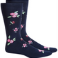 Meias florais masculinas Bar III azul-marinho tamanho 10-13