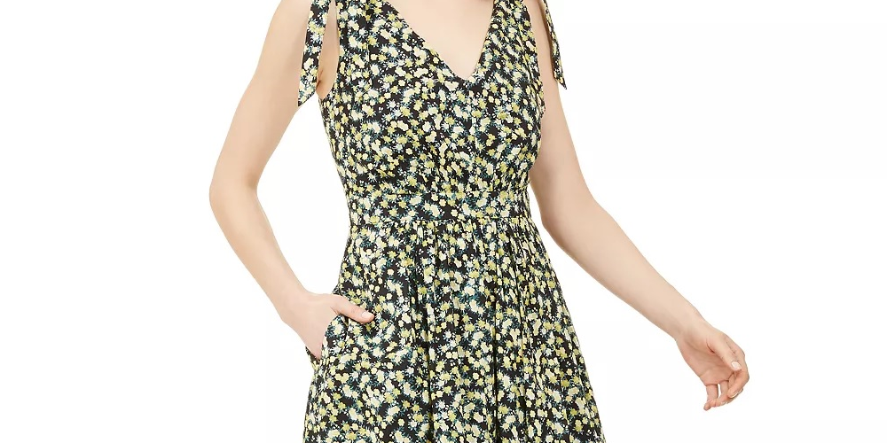 Vestido de festa feminino Calvin Klein sem mangas, abaixo do joelho, verde, tamanho 10