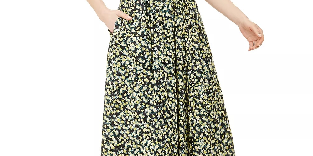 Vestido de festa feminino Calvin Klein sem mangas, abaixo do joelho, verde, tamanho 10