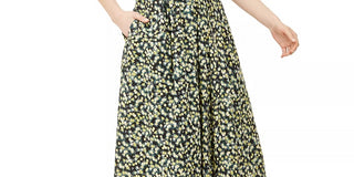 Vestido de festa feminino Calvin Klein sem mangas, abaixo do joelho, verde, tamanho 10