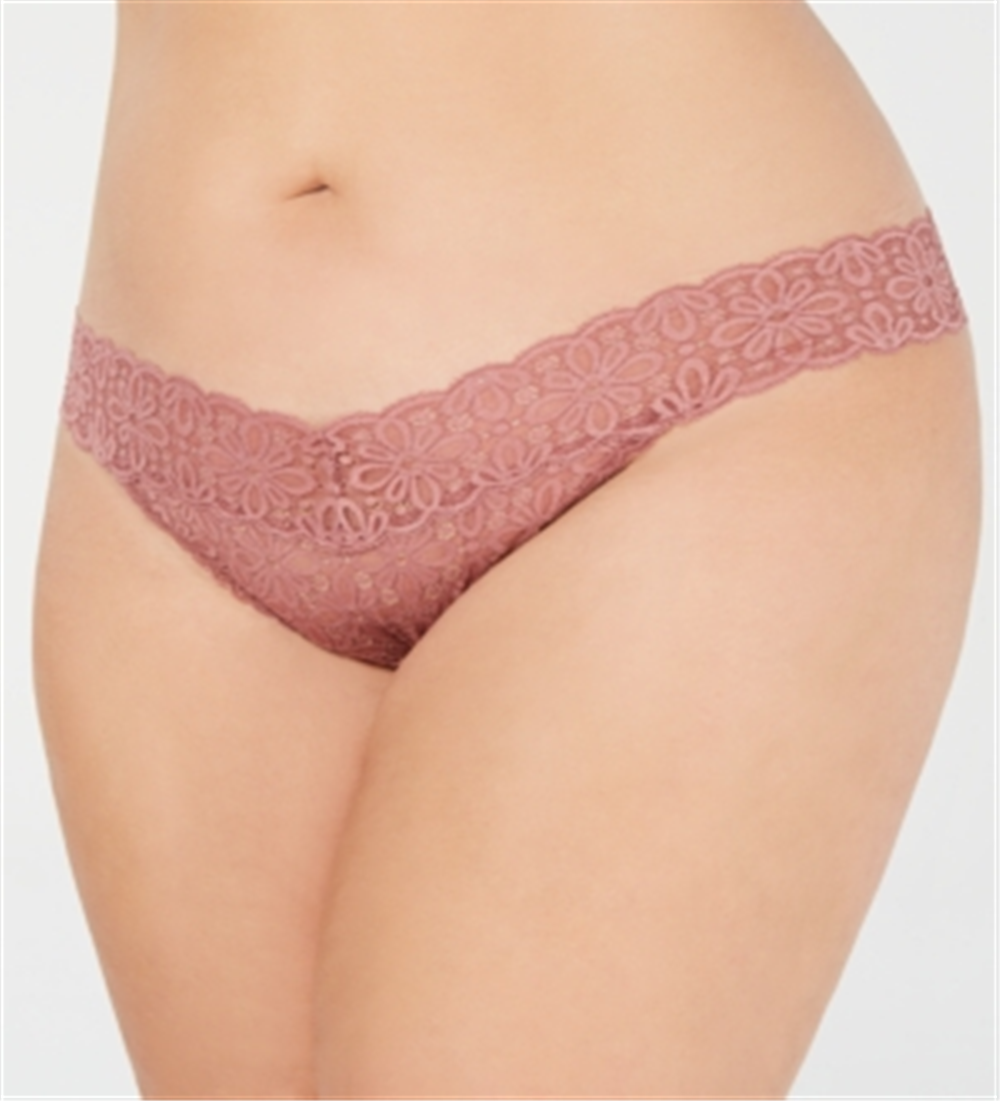 Calcinha fio dental de renda feminina Jenni rosa tamanho 1X-3X
