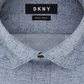Camisa social masculina DKNY Slim Fit Stretch Kaihara com estampa botânica, azul holandês, tamanho 15x32x33