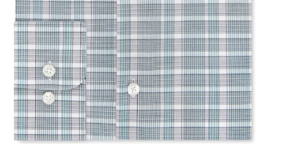 Camisa social Calvin Klein masculina xadrez verde, gola clássica, ajuste clássico, absorve umidade, tamanho 17,5-36/37
