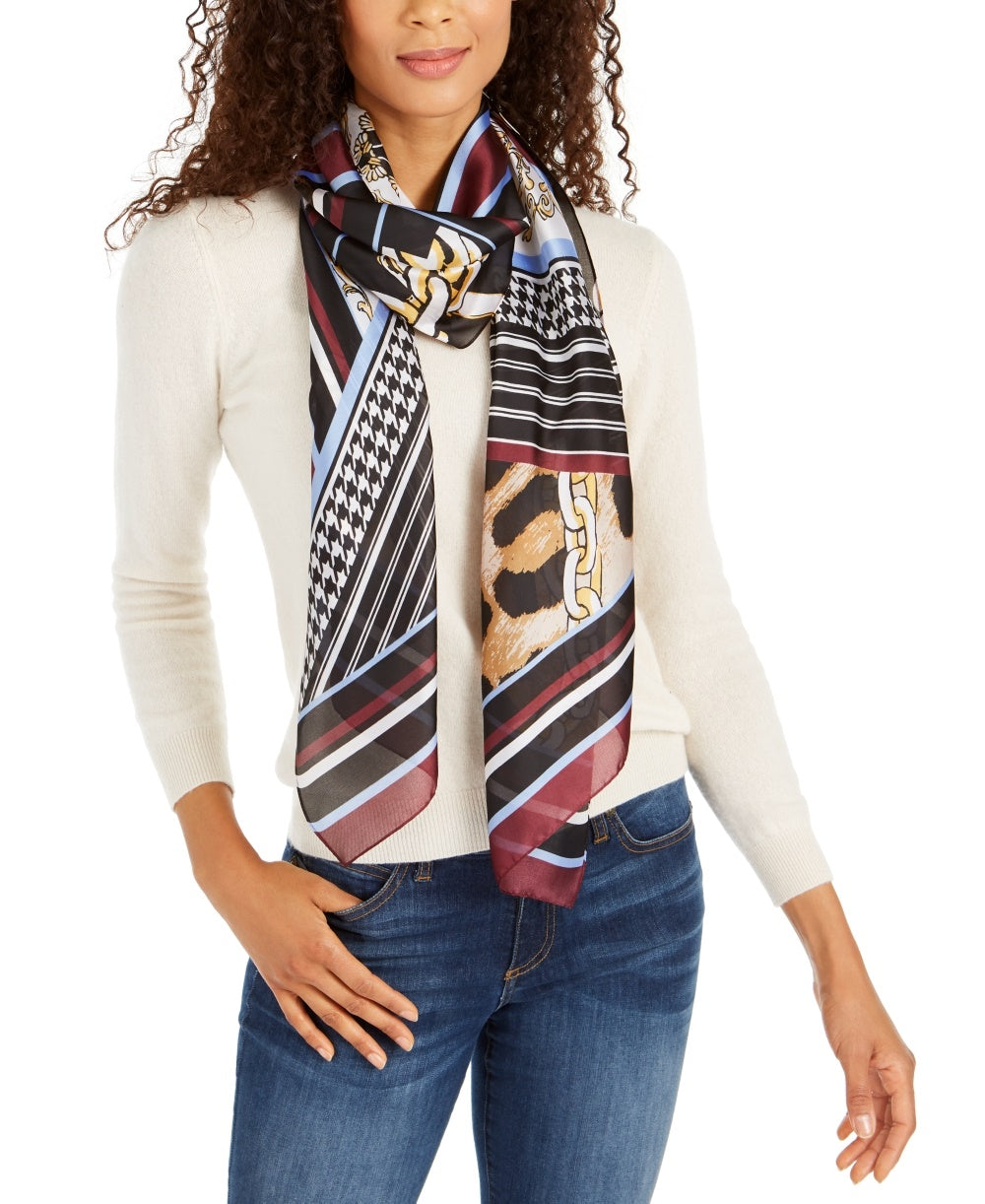 Cachecol estampado feminino com status animal da INC International Concepts, preto, tamanho regular