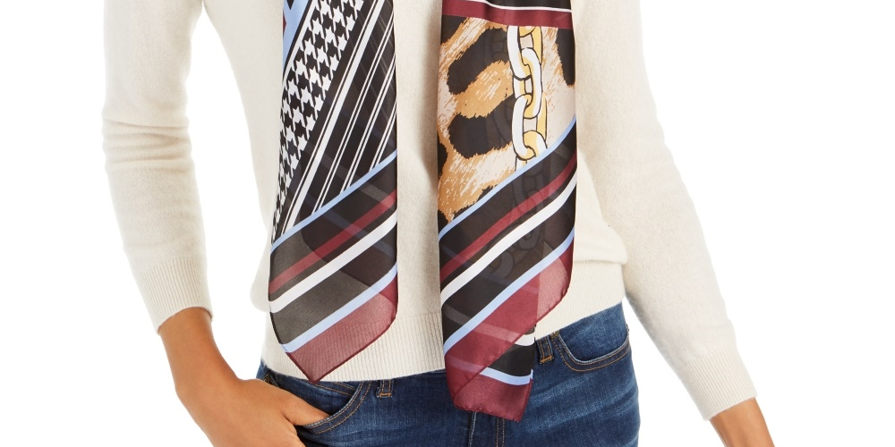 Cachecol estampado feminino com status animal da INC International Concepts, preto, tamanho regular