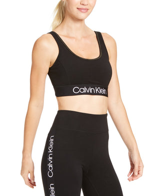 Sutiã esportivo feminino Calvin Klein Logo Impact, preto, tamanho pequeno