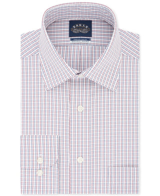 Eagle Men's Classic/Regular Fit Non-Iron Stretch Collar Check Dress Shirt Red Size 2XL
