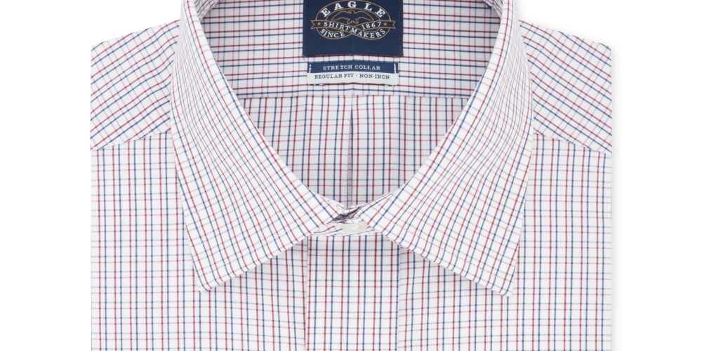 Camisa social xadrez masculina Eagle Classic/Regular Fit, gola elástica, sem passar, vermelha, tamanho 2XL