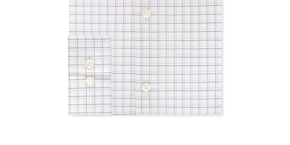 Camisa social masculina Michael Kors Plaid Colla Classic Fit Stretch, branca/cinza, tamanho 15,5 x 32-33