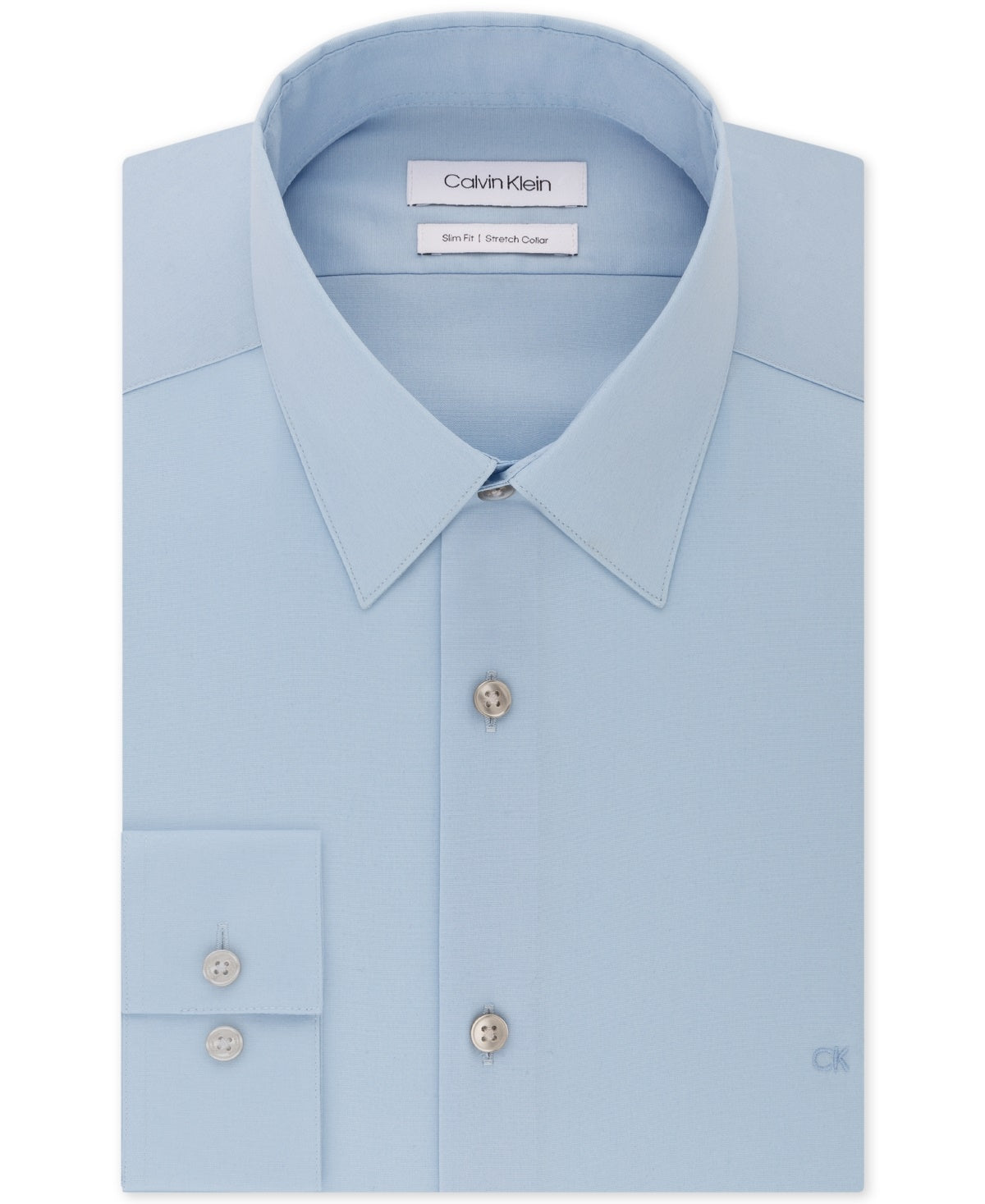 Camisa social masculina Calvin Klein Slim Fit com gola flexível elástica, azul, tamanho 16,5 x 32-33