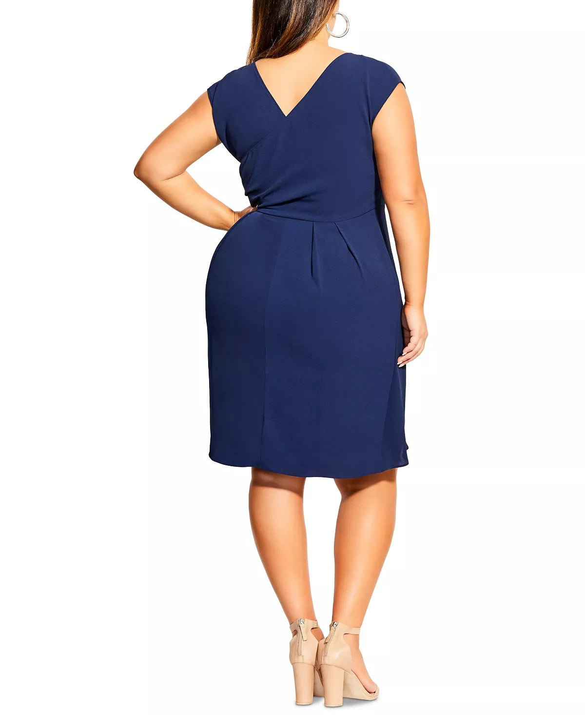 Vestido feminino City Chic Plus Classic Wrap Style Azul Tamanho 22W