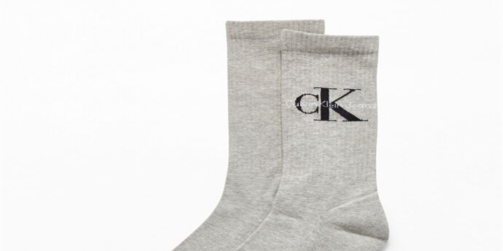 Meias esportivas Calvin Klein com estampa de logotipo masculino, cinza, tamanho regular