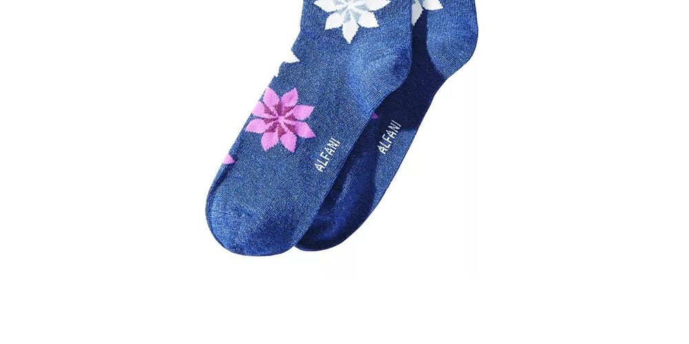 Meias Alfani Snowflake Masculinas Azul/Preto Tamanho Único