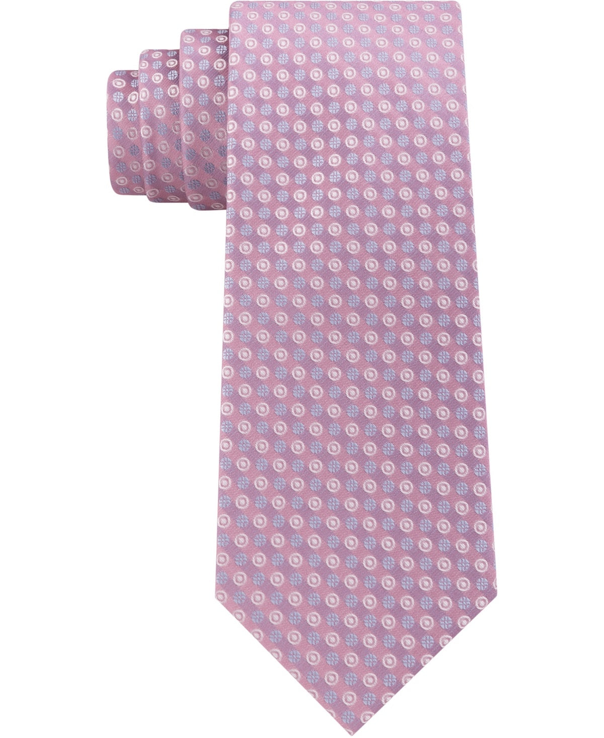 Gravata Calvin Klein Masculina Mini Bullseye Slim de Seda Rosa Tamanho Regular