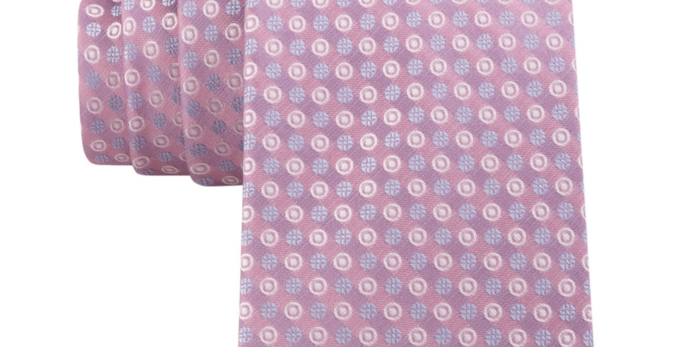 Gravata Calvin Klein Masculina Mini Bullseye Slim de Seda Rosa Tamanho Regular