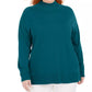 Karen Scott Suéter de gola alta de algodão plus size feminino, roxo, tamanho 1X