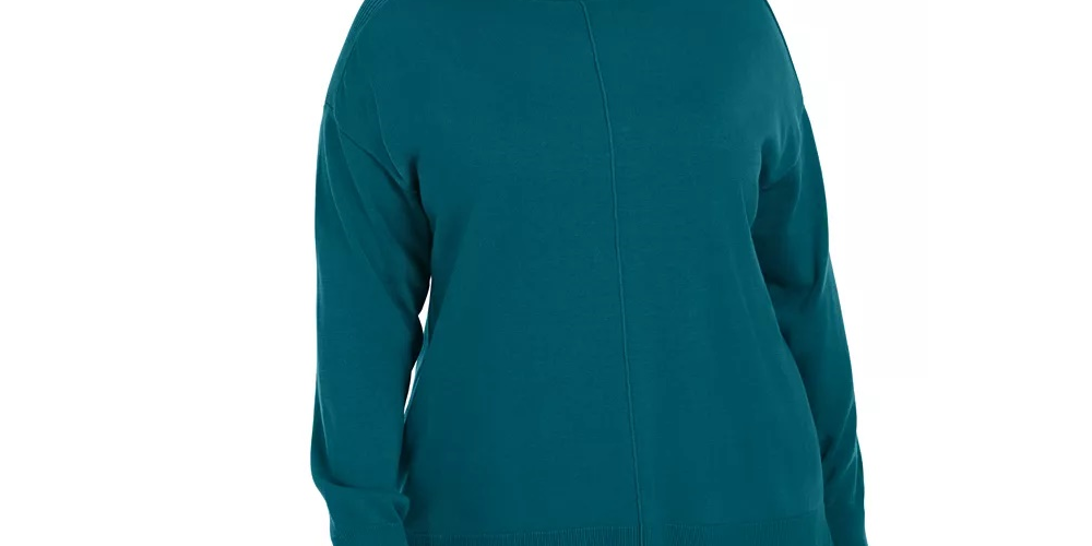 Karen Scott Suéter de gola alta de algodão plus size feminino, roxo, tamanho 1X