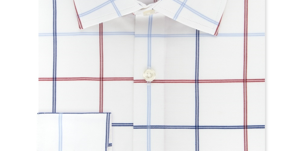 Camisa social xadrez slim fit masculina Tommy Hilfiger, branca, tamanho 16,5 x 32-33