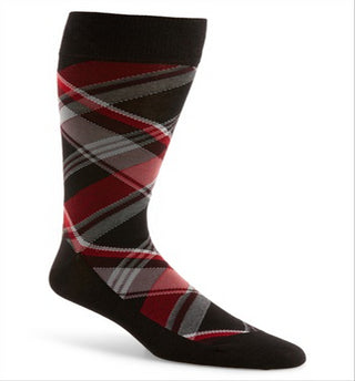 Cole Haan Men's Plaid Lightweight Crew Socks Gray-Blue - Size 7-11