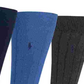 Pacote com 3 meias-calças Ralph Lauren Busies masculinas, azul, tamanho 10-13