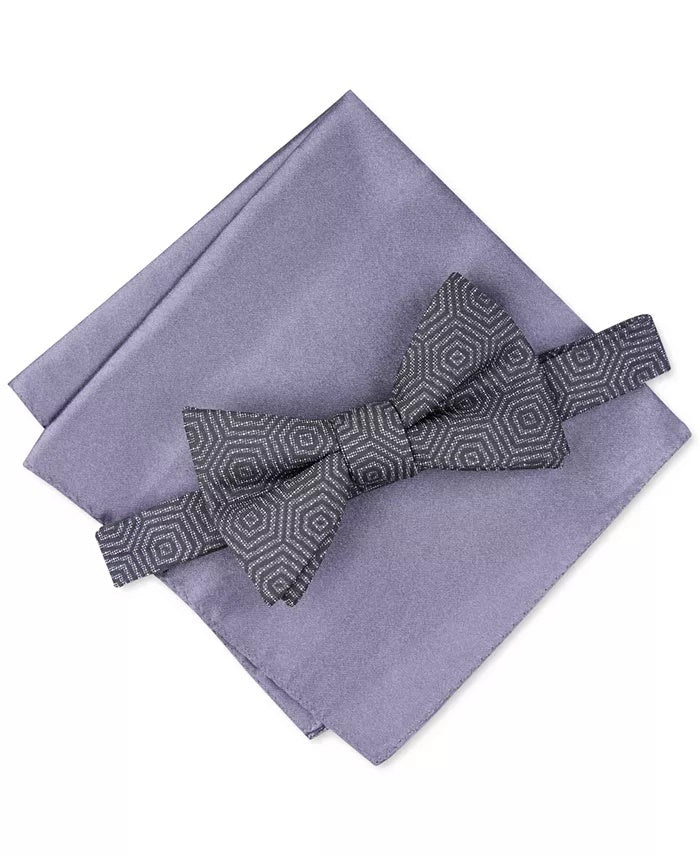 Gravata borboleta abstrata pré-amarrada Alfani masculina Debrin cinza escuro tamanho único