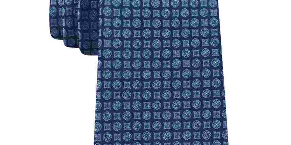 Gravata Calvin Klein Masculina Clean Medallion Slim Silk Azul Tamanho Regular