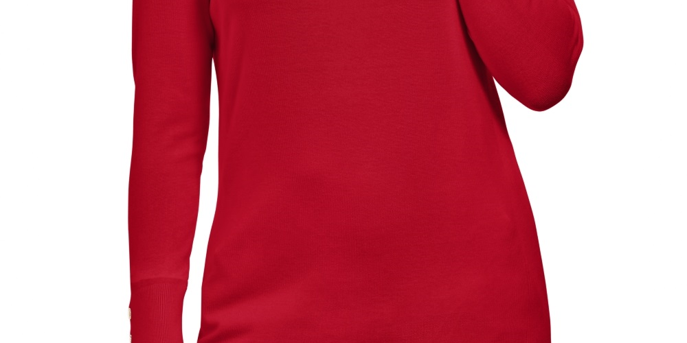 Suéter feminino de gola alta JM Collection, vermelho, tamanho P