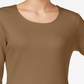 Blusa feminina Karen Scott de algodão com decote redondo, marrom, tamanho P
