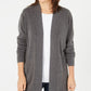Karen Scott Cardigan Feminino Frente Aberta Cinza Escuro Tamanho PS