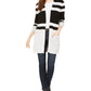 Cardigan feminino listrado de chenille com frente aberta, preto, tamanho M