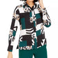Blusa feminina estampada Bar III com botões, verde, tamanho XXX-S