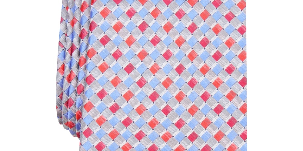 Gravata clássica estampada Perry Ellis Masculina Portfolio Vermelha Tamanho Regular