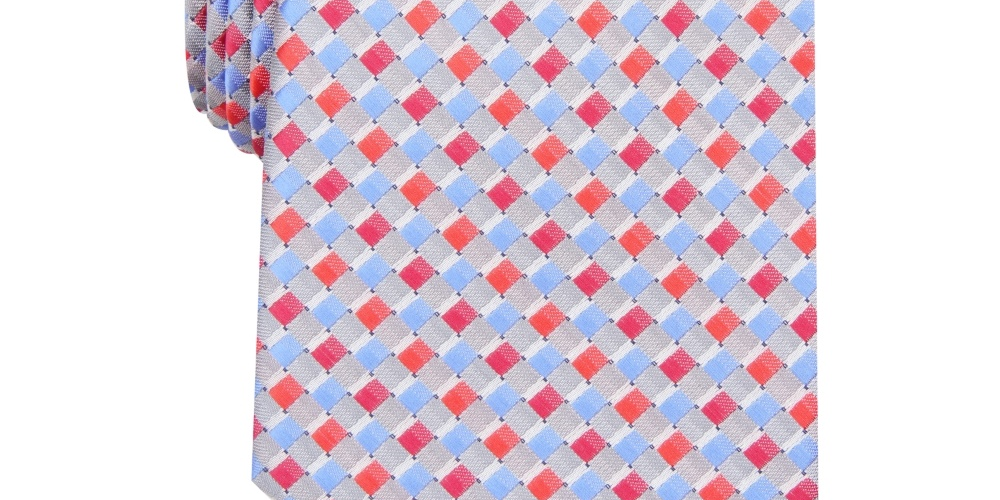 Gravata clássica estampada Perry Ellis Masculina Portfolio Vermelha Tamanho Regular