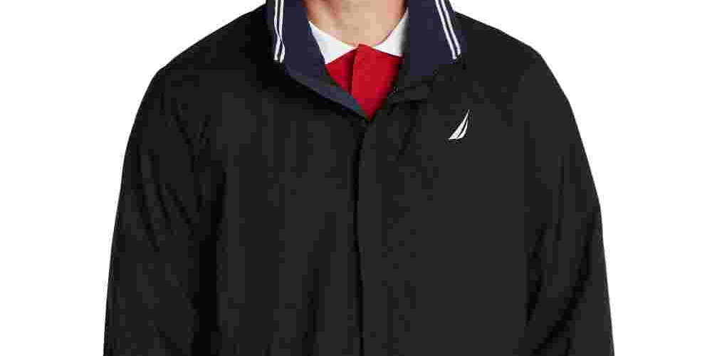 Jaqueta bomber masculina Nautica Anchor, tamanho grande, cor carvão
