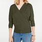 Gypsies &amp; Moondust Juniors' Surplice Waffle-Knit Top Verde Tamanho Médio