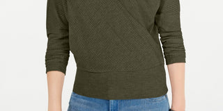 Gypsies &amp; Moondust Juniors' Surplice Waffle-Knit Top Verde Tamanho Médio