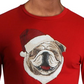 Club Room Masculino Santa Bulldog Festa de Natal Top Médio Vermelho Tamanho Grande