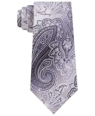 Gravata de escritório Van Heusen masculina The Ferreira Paisley preta tamanho cinza