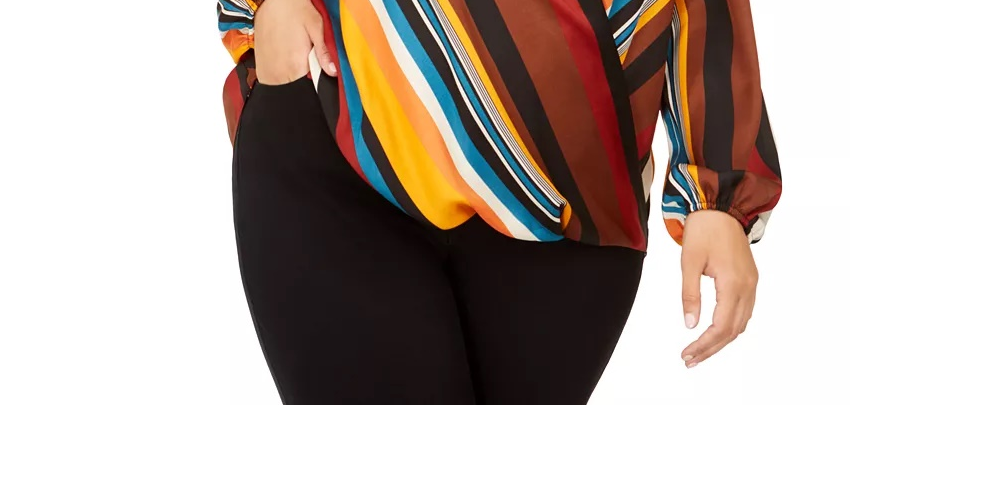 Blusa listrada plus size feminina INC International Concepts, laranja, tamanho 2X