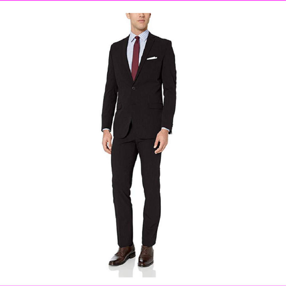 Terno masculino Nick Graham Slim Fit Stretch Solid Preto Tamanho 36