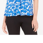 Blusa feminina com estampa floral Alfani criada na cor azul marinho, tamanho pequeno