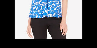Blusa feminina com estampa floral Alfani criada na cor azul marinho, tamanho pequeno