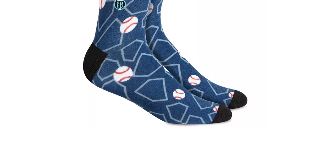 Meias estampadas grandes e altas masculinas Tall Order, azul-marinho, tamanho 12-15