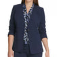 Blazer feminino DKNY sem gola e um botão, azul, tamanho 14