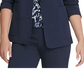 Blazer feminino DKNY sem gola e um botão, azul, tamanho 14