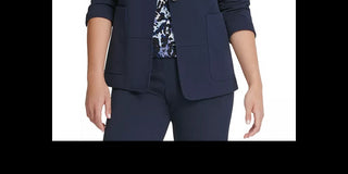 DKNY Women's Collarless One-Button Blazer Blue Size 14