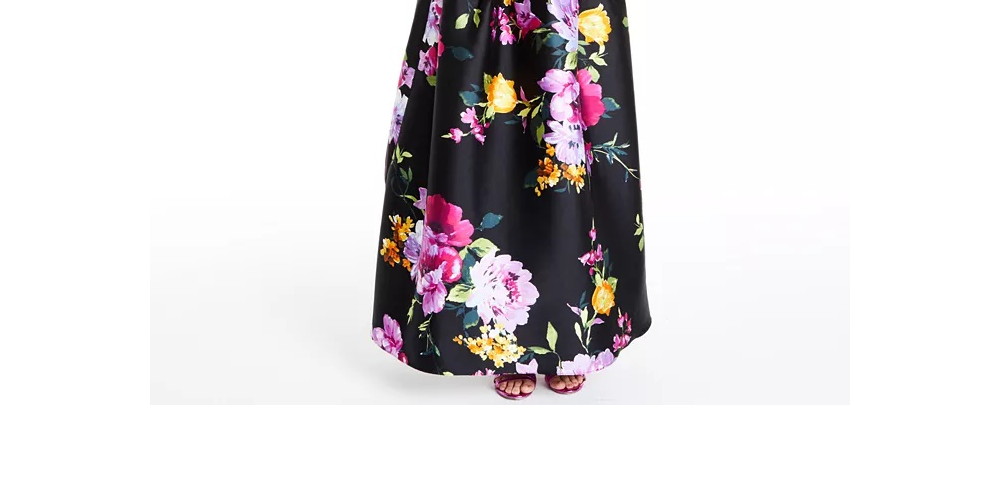 Vestido curto com estampa floral e costas cruzadas BCX Juniors, preto, tamanho 3