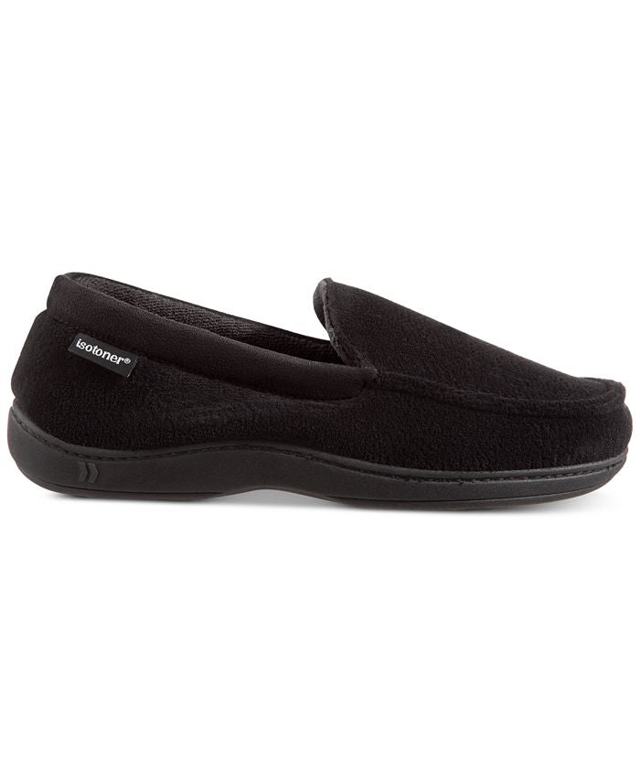 Mocassim Isotoner Masculino Microterry Fleece Slip On Preto Tamanho Grande