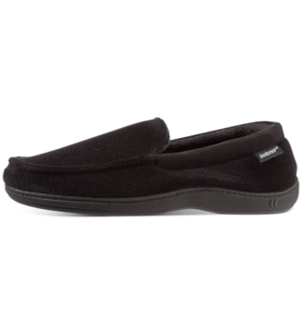 Mocassim Isotoner Masculino Microterry Fleece Slip On Preto Tamanho Grande